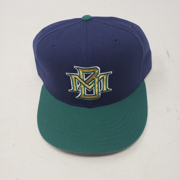 New Era Milwaukee Brewers Fitted Hat 59 Fifty Mens 7 1/2 Wool USA Diamond Green - Picture 1 of 4